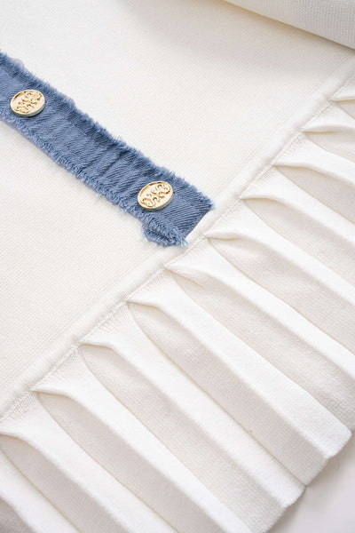 Knit Metallic Button Patchwork Sleeveless Sweater Dress