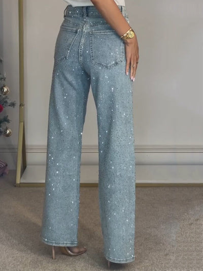Alida™ - Høytaljede jeans med diamanter