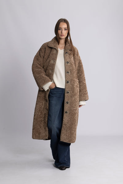 Ingrid Fuskepelsfrakk – Camel