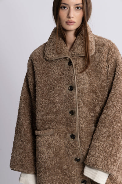 Ingrid Fuskepelsfrakk – Camel